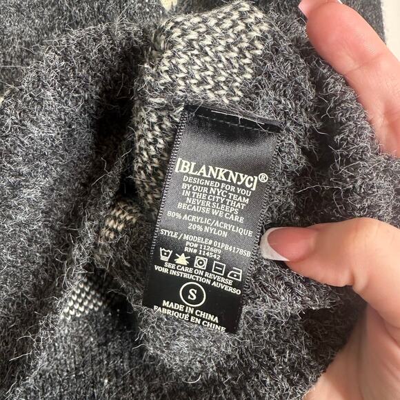 BLANKNYC Polka Dot Sweater Classic Mix-Up Gray White Cozy Knit Fall Pullover S - Picture 4 of 5